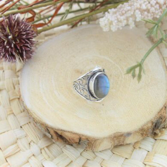 bague argent labradorite