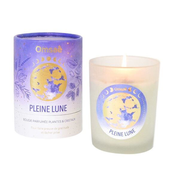 BOUGIE PARFUMÉE PLANTES & CRISTAUX PLEINE LUNE - Relaxation & rituels