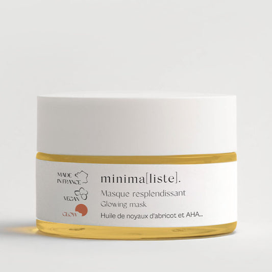 Masque visage resplendissant Minialiste à l'huile de noyaux d'abricot et AHA - soin exfoliant éclat naturel
