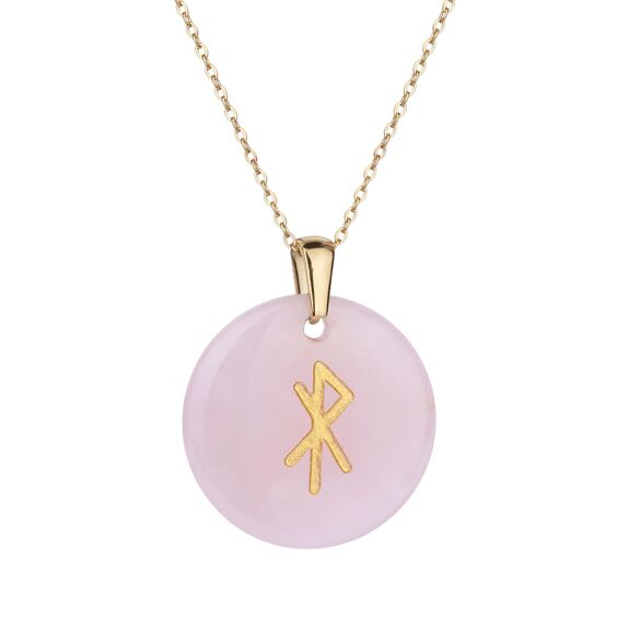 COLLIER TALISMAN RUNIQUE AMOUR - Quartz rose