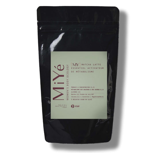 Photo d'un sachet noir de My Matcha Latte essentiel activateur de métabolisme MiYé
