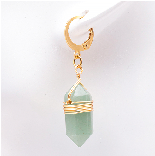 BOUCLES D'OREILLES EN AVENTURINE VERTE- Chance & Renouveau