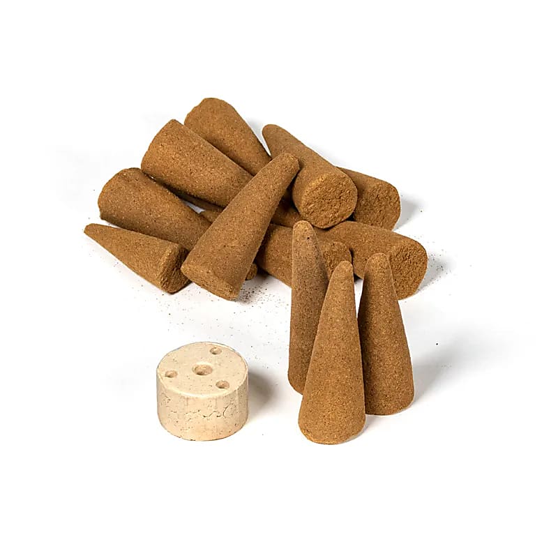 12 grands cônes d'encens naturel Palo Santo bio avec support en céramique, set rituel complet
