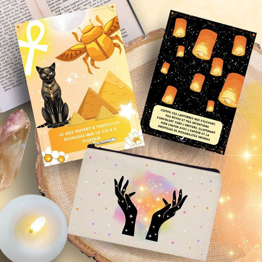 CARTES D'AFFIRMATIONS POSITIVES – Lueurs d'abondance (32 cartes et trousse)