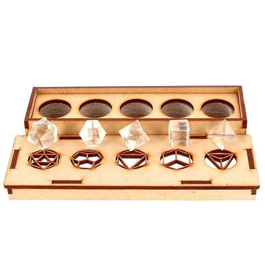 COFFRET DES SOLIDES DE PLATON EN CRISTAL DE ROCHE - Géométrie Sacrée