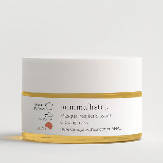 Masque visage resplendissant Minialiste à l'huile de noyaux d'abricot et AHA - soin exfoliant éclat naturel 