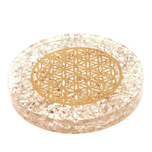 ORGONITE - Disque Cristal de Roche & Fleur de Vie