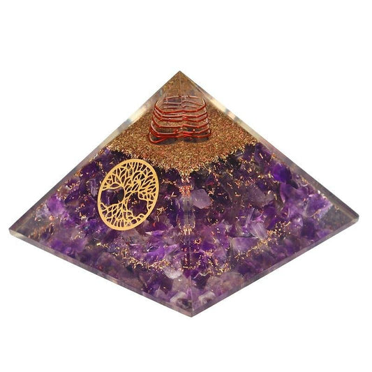 ORGONITE - Pyramide Améthyste & Arbre de Vie