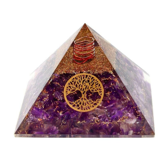 ORGONITE - Pyramide Améthyste & Arbre de Vie