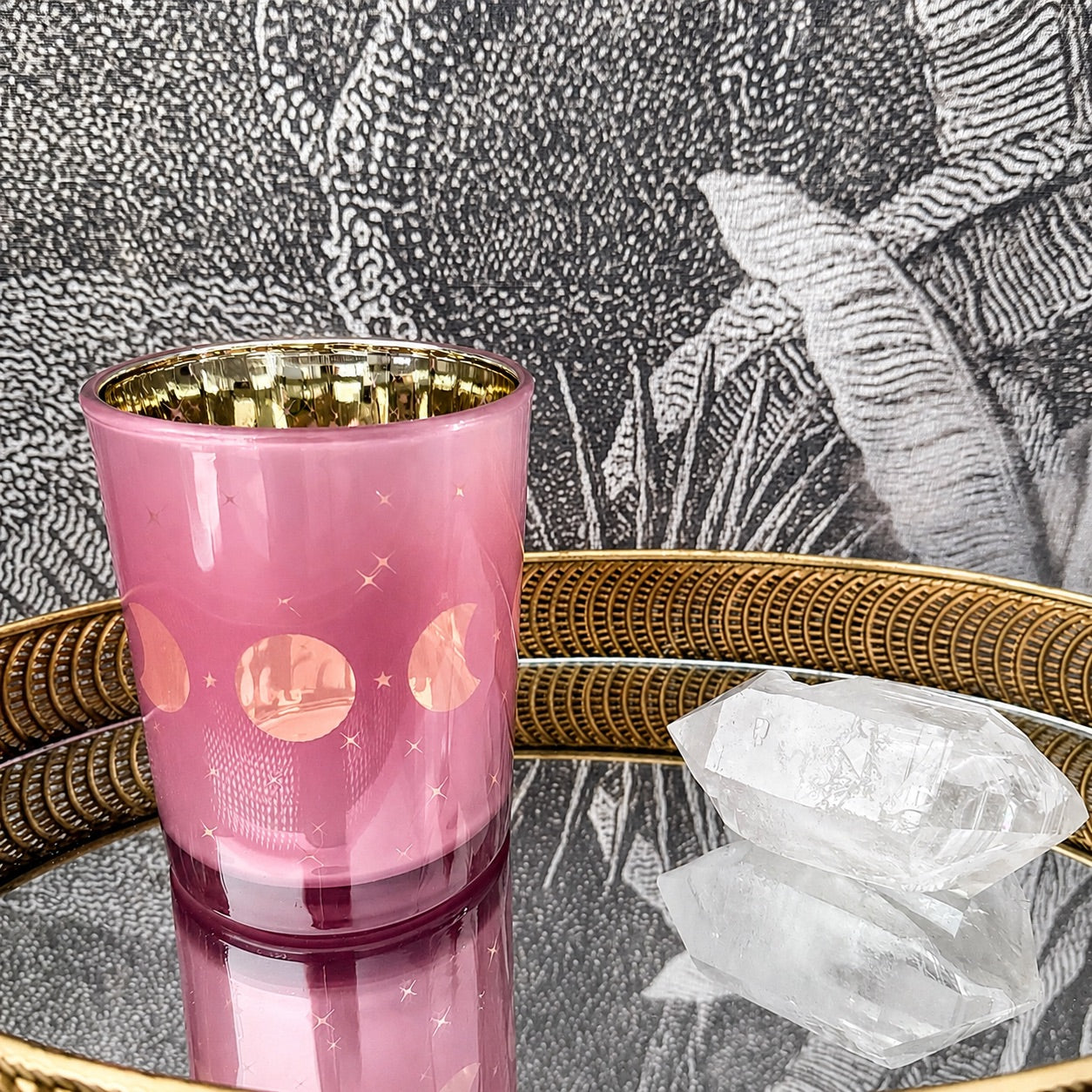 Photophore Phases Lunaires – Rose & Doré | Lumière & Féminin Sacré