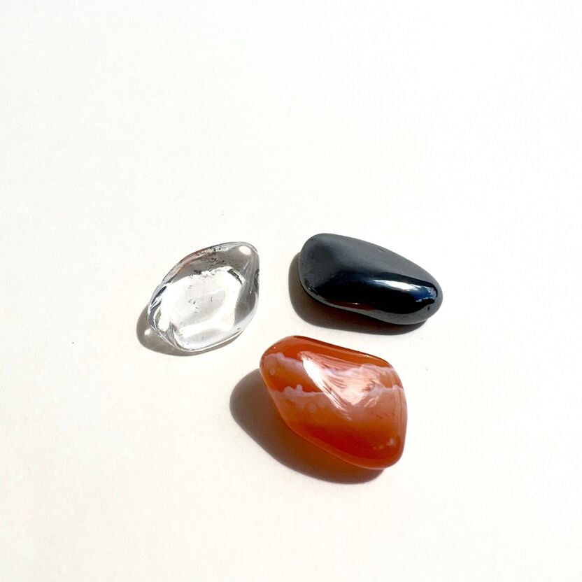 KIT VITALITÉ - Cristal de Roche, Hématite & Cornaline | Sentara Holistic