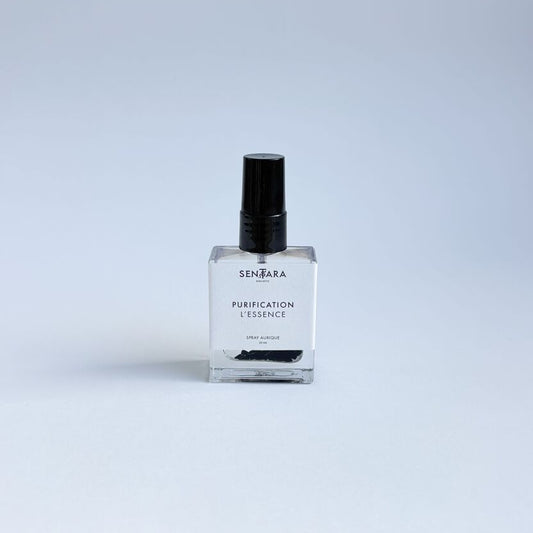 Spray Aurique Purification L'Essence Sentara Holistic, flacon verre avec cristaux d'obsidienne pour purifier les espaces de vie et l'aura