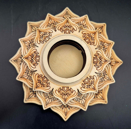 SOCLE EN BOIS POUR SPHÈRE EN CRISTAL – Lotus