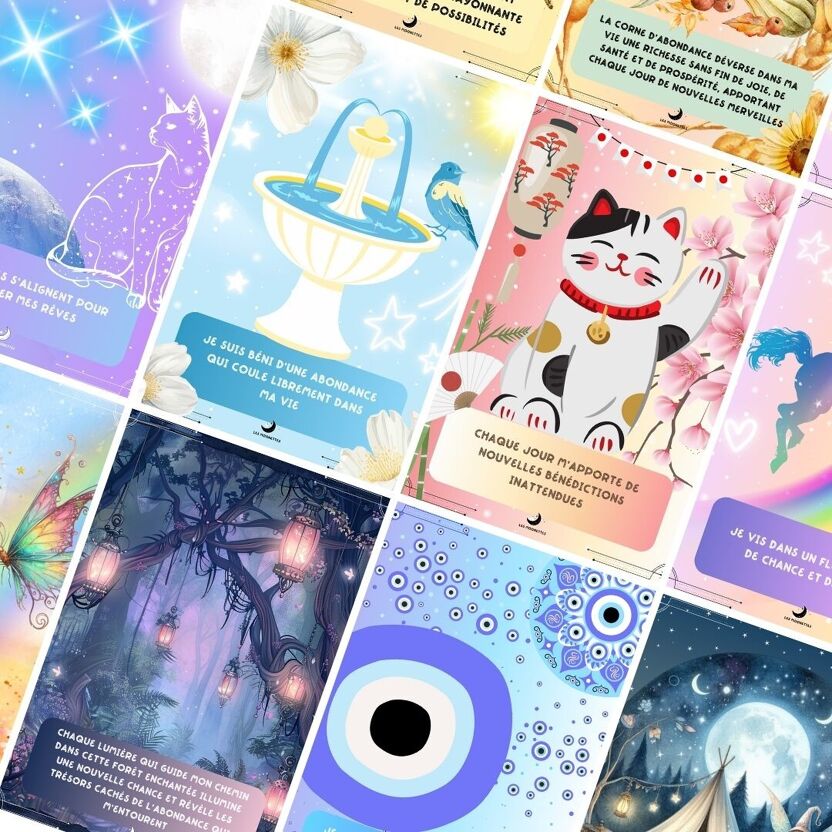 CARTES D'AFFIRMATIONS POSITIVES – Lueurs d'abondance (32 cartes et trousse)